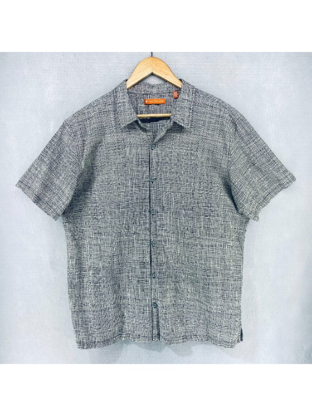 Tori Richard Shirt Mens XL Gray Cotton Short Sleeve Button Up Costal Hawaiian